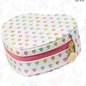 Roller Rabbit White Heart-Shaped Jewelry Case with Rainbow Hearts